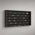 Nástěnný otevřený organizér pro modely aut, 100 × 60 × 8 cm, černý